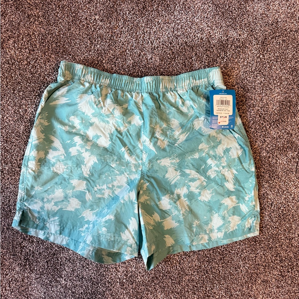 Aqua and White Patterned Shorts